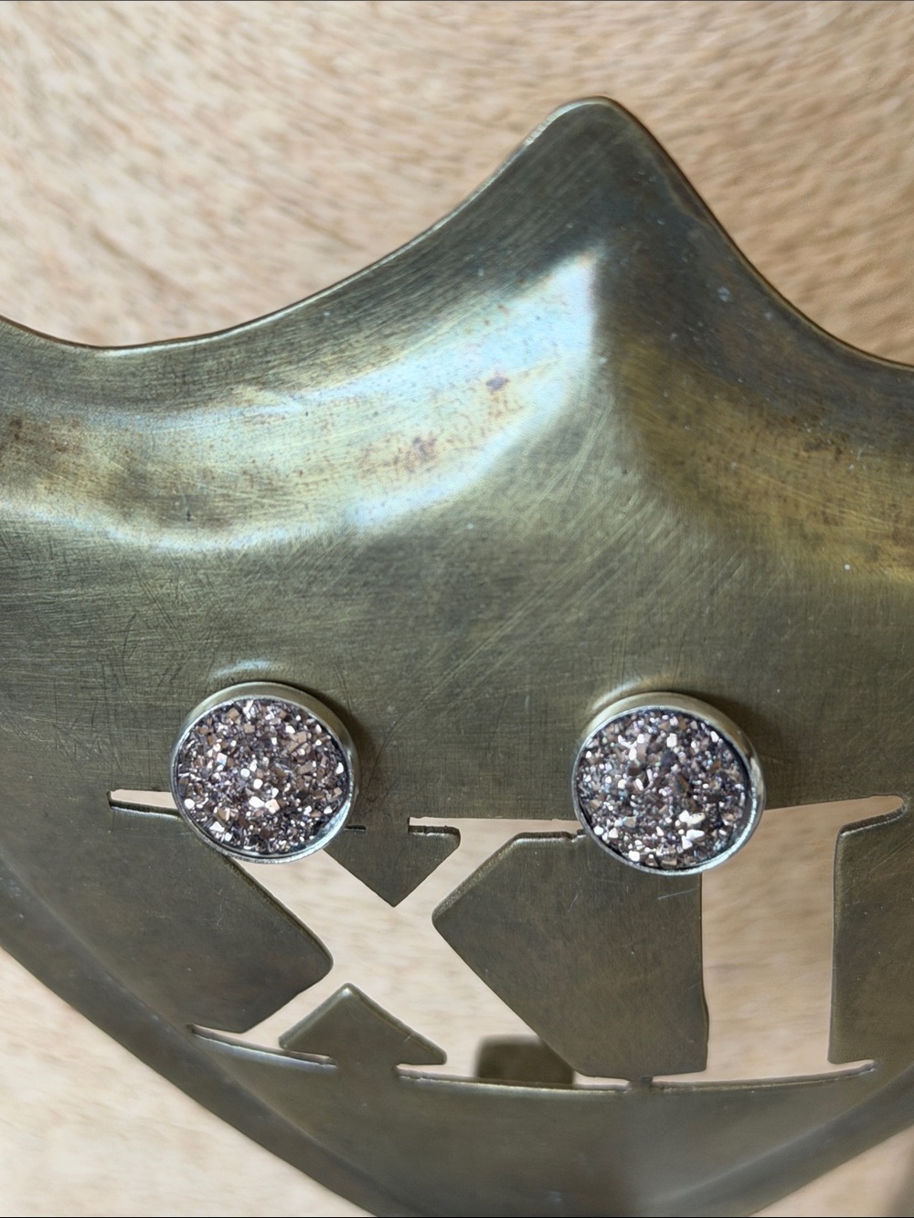 Silver-Tone Gray lavender pink clip on Earrings